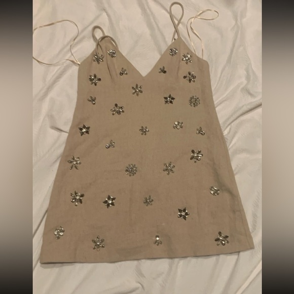 Zara linen crystal mini dress size medium - Picture 4 of 5